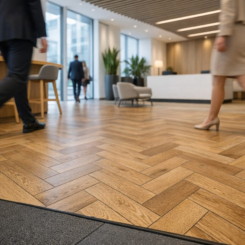 Visgraat vloer in commerciële ruimtes: keuzes, prestaties en praktijk