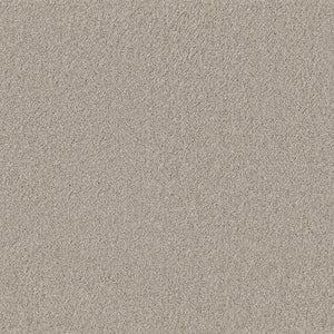 Tapijt met een fijne, dichte structuur in licht taupe kleur, egale en zachte uitstraling zonder zichtbaar patroon.