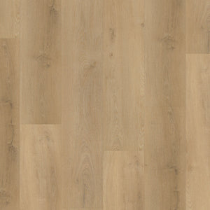 Lichte beige eiken vloer met brede planken en subtiele houtnerfstructuur, rustig en natuurlijk patroon zonder opvallende noesten of knopen.