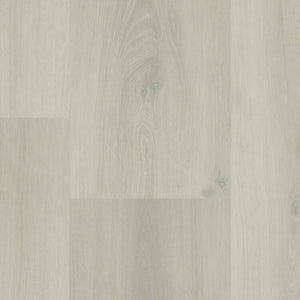 lichte eiken vloer met zichtbare houtnerven en natuurlijke knoesten, gladde structuur en brede planken in een licht grijsbruine tint