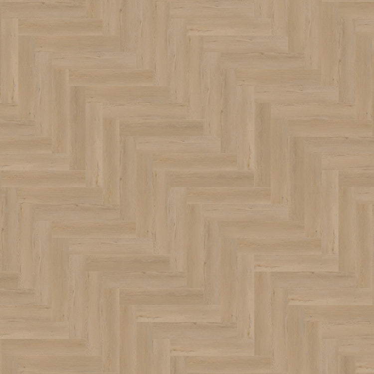 licht beige eiken visgraatvloer met subtiele houtstructuur en smalle planken