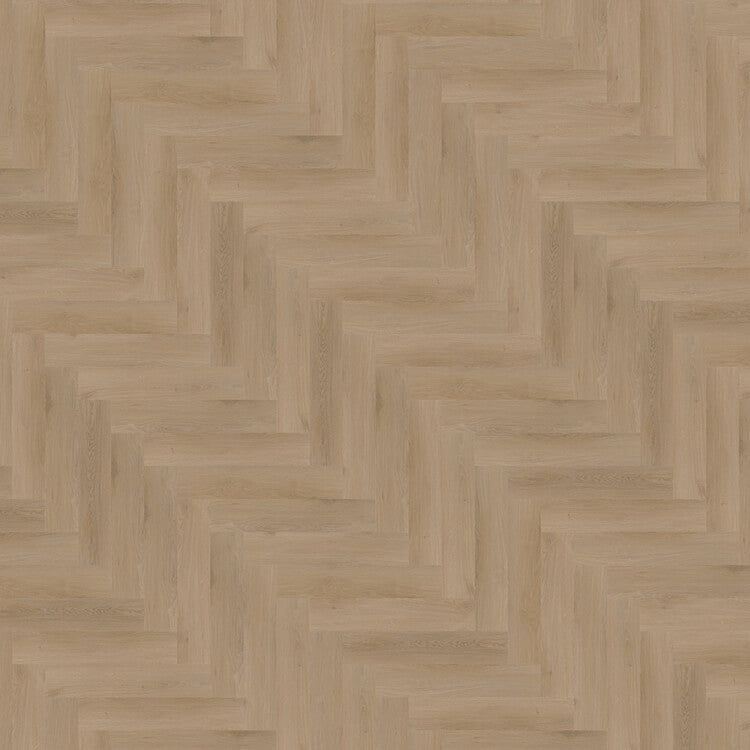 licht beige eiken vloer met visgraat patroon en subtiele houtstructuur