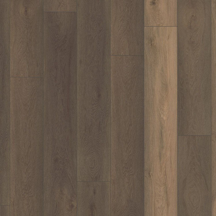 donker grijs bruin vloer met zichtbare houtstructuur en brede planken in een natuurlijke houtlook