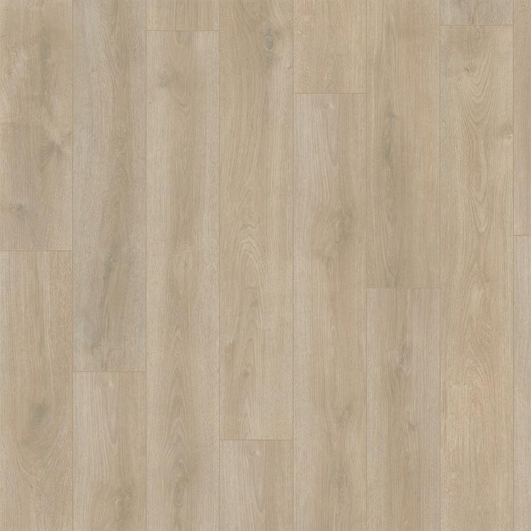 licht beige eiken vloer met rechte planken en subtiele houtnerfstructuur