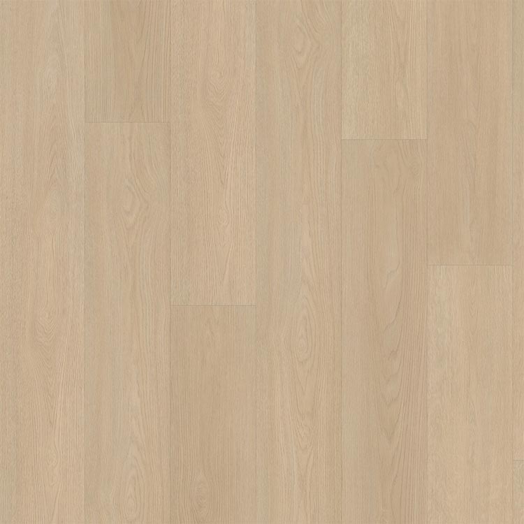 licht beige eiken vloer met een subtiele houtstructuur en brede lange planken zonder zichtbaar patroon