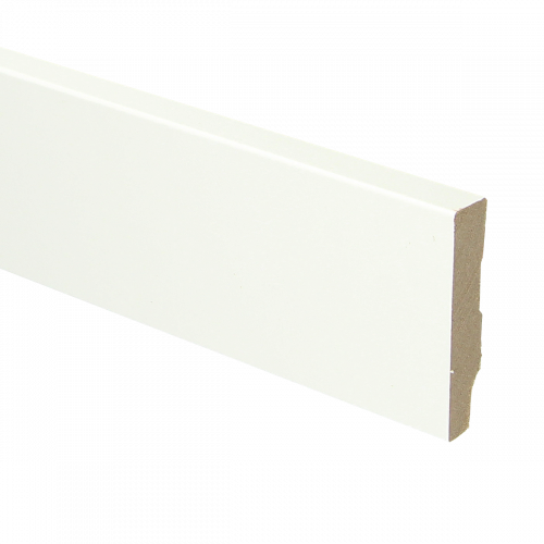 witte MDF plint met rechte bovenkant en eenvoudige afwerking zonder structuur of patroon