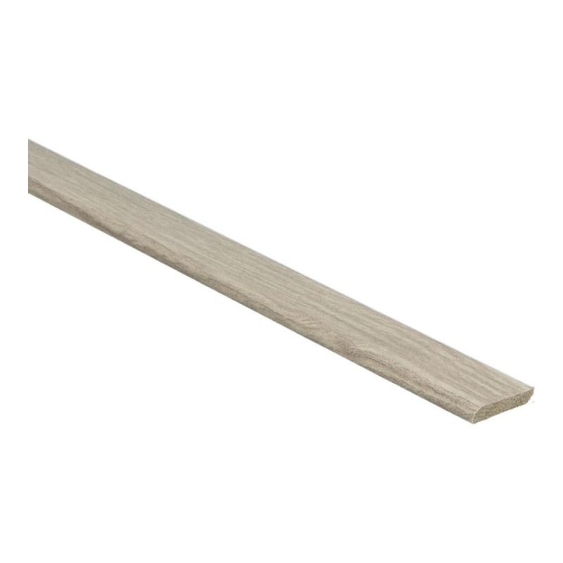 langwerpige afdeklijst met lichte beige eiken houtstructuur en matte afwerking, smal profiel met afgeronde randen