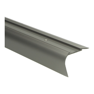 Overgangsprofiel van antracietgrijs aluminium met afgeronde rand en schroefgaatje voor vloerverbinding