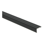 zwarte aluminium afwerklijst met rechte rand en subtiele groeven, geschikt voor vloerafwerking zoals laminaat, parket of pvc