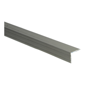 Overgangsprofiel in mat grijs aluminium met rechte rand, geschikt voor het afwerken van vloeren zoals laminaat, parket of pvc.
