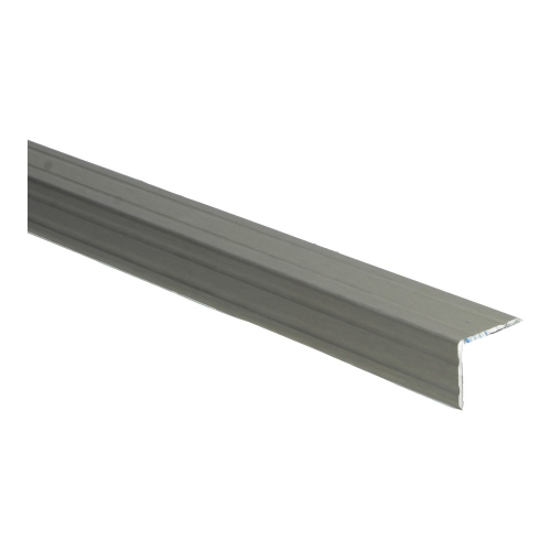 Overgangsprofiel in mat grijs aluminium met rechte rand, geschikt voor het afwerken van vloeren zoals laminaat, parket of pvc.