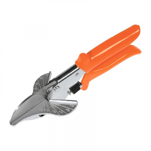 tang met oranje kunststof handvat en metalen zaagblad voor het snijden van laminaat- of parketvloeren, geschikt voor precieze kopsneden en verstekzagen