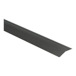 donkergrijze smalle metalen overgangsstrip met een licht oplopende rand voor vloeren