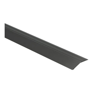 donkergrijze smalle metalen overgangsstrip met een licht oplopende rand voor vloeren