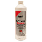 Witte kunststof fles met grijs en rood etiket van Lecol Easy Polish Extra Mat vloeronderhoudsmiddel, 1 liter inhoud.