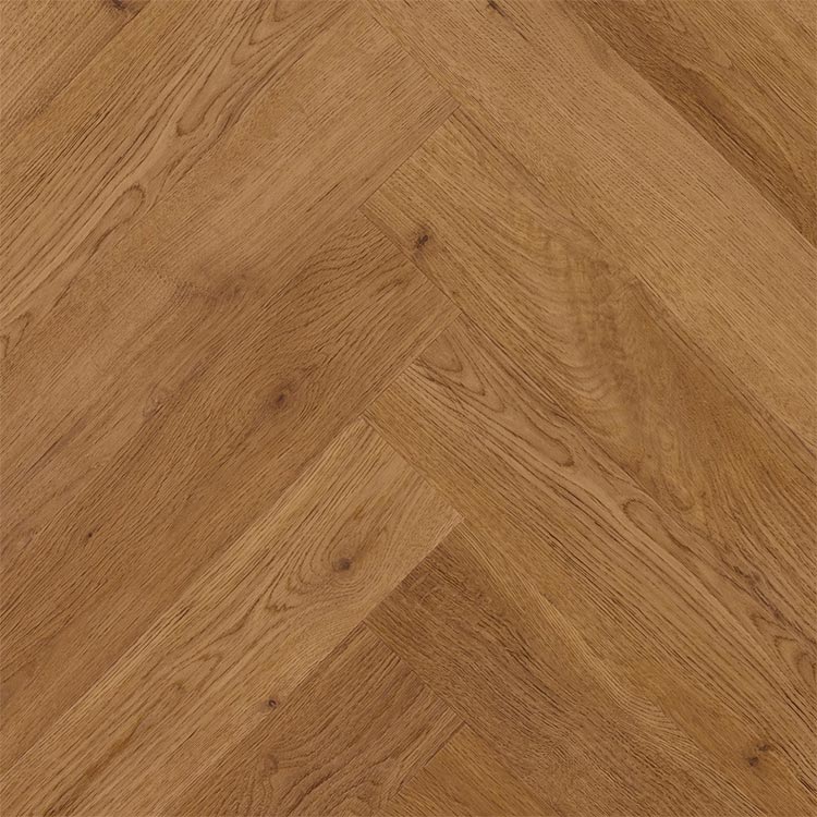 licht bruin eiken vloer met visgraatpatroon en duidelijke houtstructuur met knoesten en nerfdetails