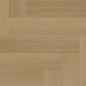 licht beige eiken vloer met visgraatpatroon en subtiele houtnerfstructuur, brede planken met fijne nerven en een matte afwerking