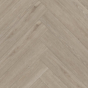 Licht beige eiken vloer met visgraat patroon en subtle houtstructuur