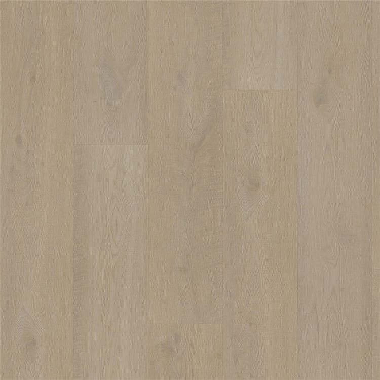 lichte beige eiken vloer met brede planken en subtiele houtnerfstructuur in zij-aanzicht