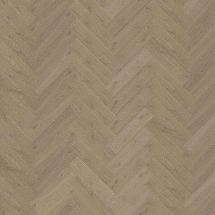licht beige eiken vloer met visgraatpatroon en subtiele houtstructuur