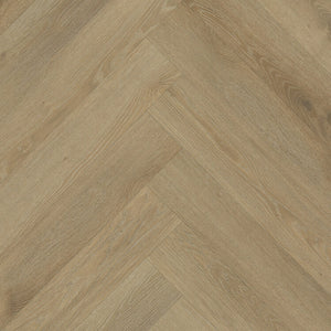 licht beige eiken visgraatvloer met subtiele houtstructuur en matte afwerking