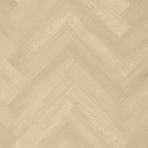 lichte beige eiken visgraatvloer met een fijne houtstructuur en matte afwerking