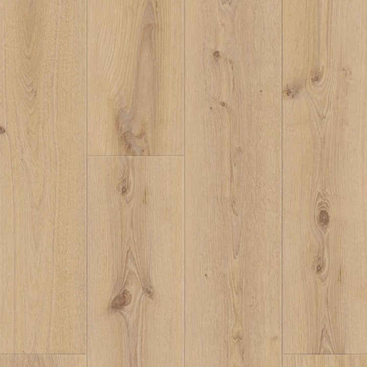 lichte beige eiken vloer met rechte planken en zichtbare noesten en fijne houtnerfstructuur