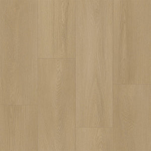 licht beige eiken vloer met brede planken en fijn houtnerfpatroon, gesloten voegstructuur zichtbaar