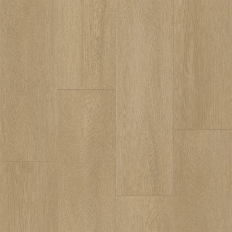 licht beige eiken vloer met brede planken en fijn houtnerfpatroon, gesloten voegstructuur zichtbaar