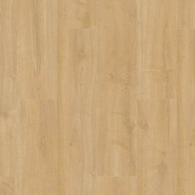 licht beige eiken vloer met brede planken en subtiele houtnerfstructuur in rechte patroon