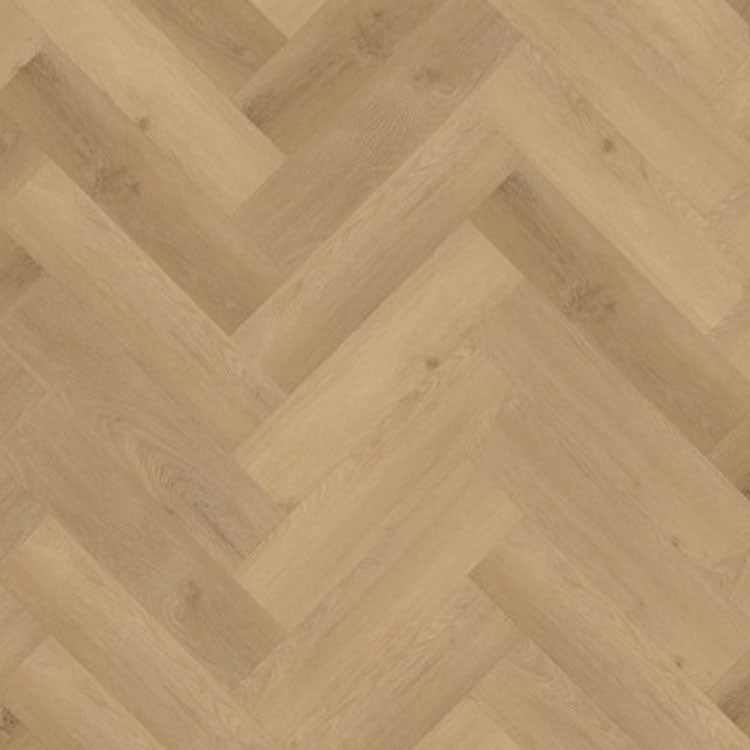 licht beige eiken vloer in visgraat motief met subtiele houtstructuur en matte afwerking