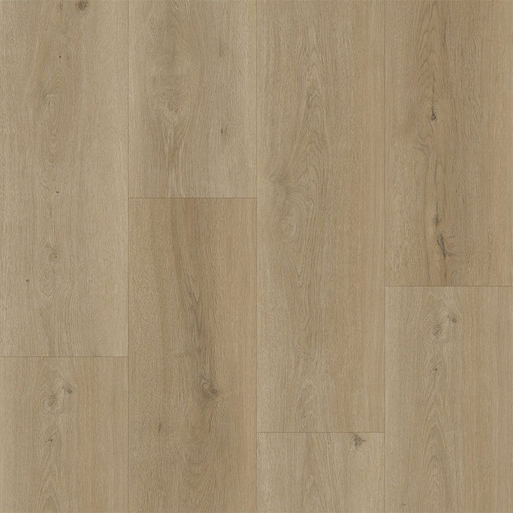 licht beige eiken vloer met brede planken en subtiele houtnerfstructuur, natuurlijke uitstraling met lichte knoesten en fijne strepen