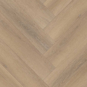 licht beige eikenvloer met visgraat patroon en subtiele houtnerfstructuur