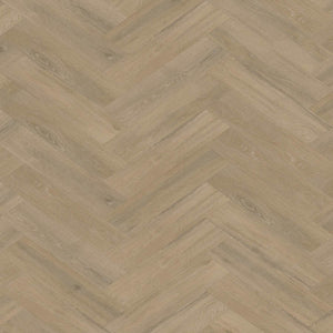 licht beige eiken visgraatvloer met een subtiele houtnerfstructuur en matte afwerking