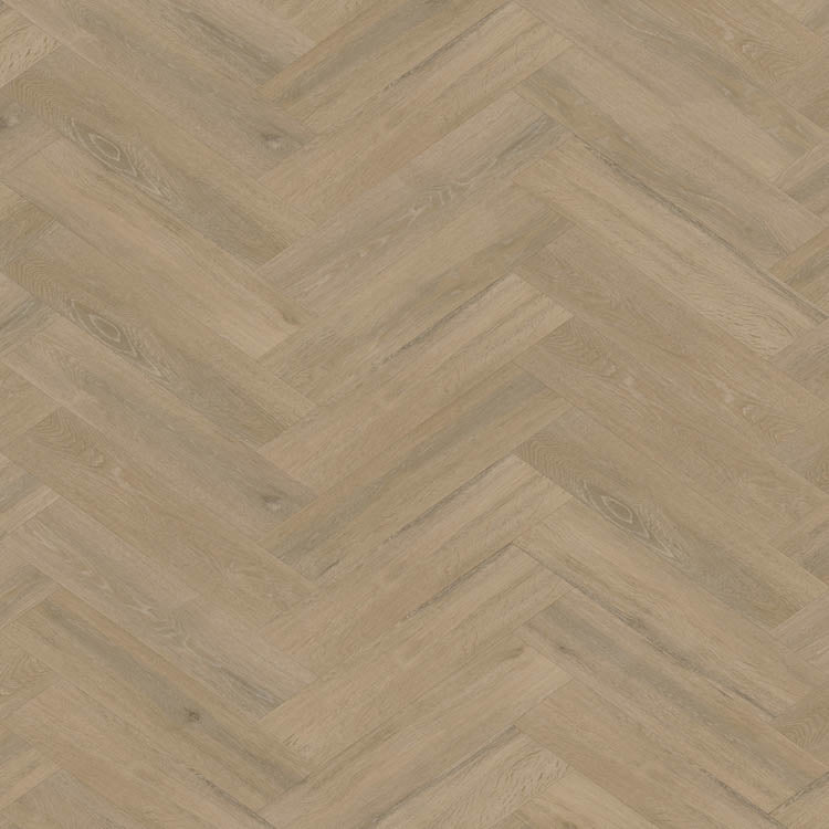 licht beige eiken visgraatvloer met een subtiele houtnerfstructuur en matte afwerking