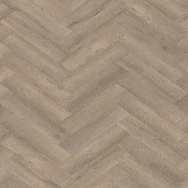 licht beige eiken visgraatvloer met subtiele houtnerfstructuur en matte afwerking