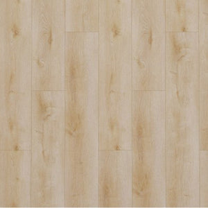lichte beige eiken vloer met rechte planken en subtiele houtnerfstructuur in een matte afwerking