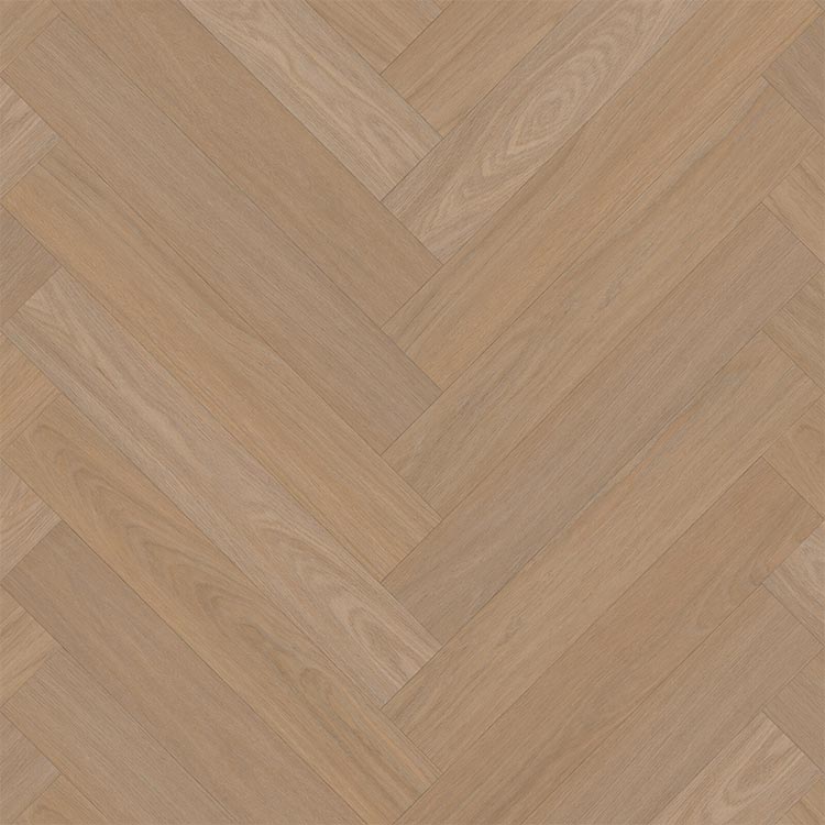 licht beige eiken vloer met visgraat patroon en subtiele houtnerfstructuur