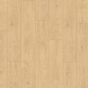 lichte beige eiken vloer met smalle planken en subtiele houtnervenstructuur