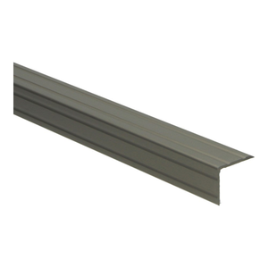 Anodiseerlaag met matte structuur in donkergrijs aluminium afwerkstrip voor vloeren, met licht gebogen profiel en geribbelde bovenkant voor extra grip.