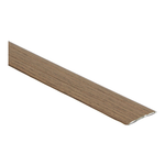 dunne laminaat of pvc overgangsstrip in licht bruin eikenhout structuur, smal profiel met afgeronde rand voor vloerovergang