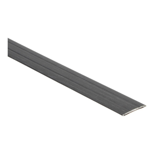 Donkergrijs smal profieldeel met lichte houtstructuur, decoratief afdekprofiel voor vloeren of waterkerende strip.