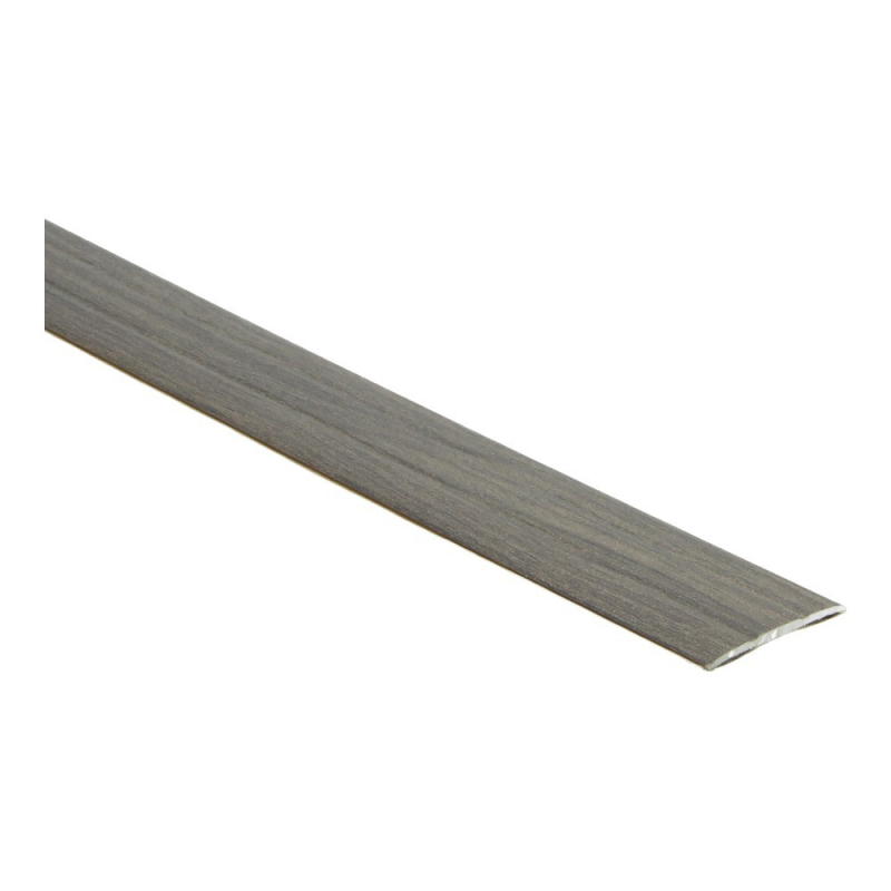 overgangsstrip dun profiel met gladde structuur in mat donker grijs bruin houtlook