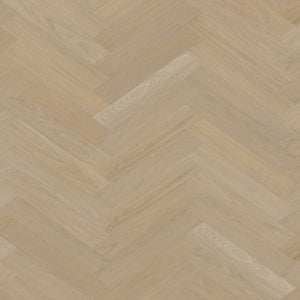 licht beige eiken visgraatvloer met fijne houtstructuur en matte afwerking