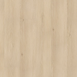 lichte eiken vloer met een subtiele houtstructuur en smalle langwerpige planken in een strak gelegd patroon zonder opvallende knoesten of noestenzichtbare nerven, naturel beige tinten met een zachte matte afwerking