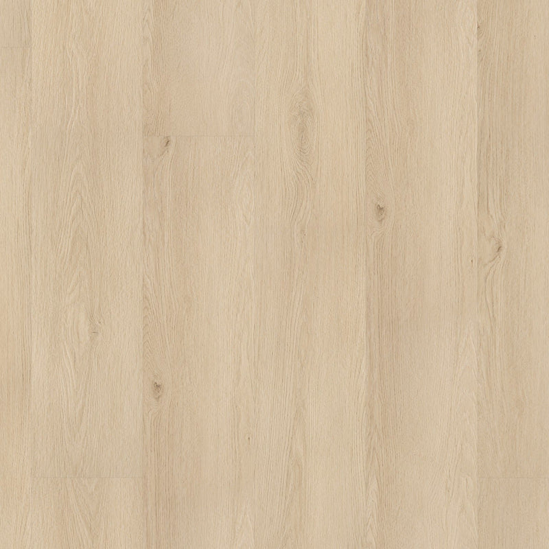lichte eiken vloer met een subtiele houtstructuur en smalle langwerpige planken in een strak gelegd patroon zonder opvallende knoesten of noestenzichtbare nerven, naturel beige tinten met een zachte matte afwerking