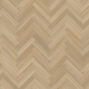 lichte beige eiken visgraatvloer met een fijne houtstructuur en matte afwerking