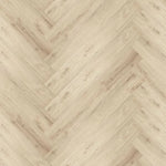 lichte beige eiken vloer in visgraatpatroon met subtiele houtstructuur en fijne noesten