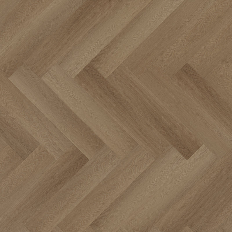 licht bruin eiken visgraatvloer met een fijne houtstructuur en variërende plankkleuren van licht naar medium bruin