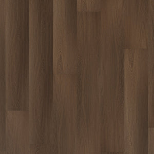 donker bruin eiken vloer met matte structuur en smalle brede planken met lichte noesten en subtiel houtnerfpatroon